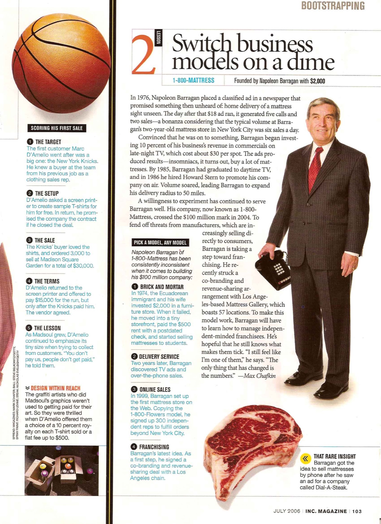 Inc. Magazine July 2006 Bootstrapping feature on Marc D'Amelio